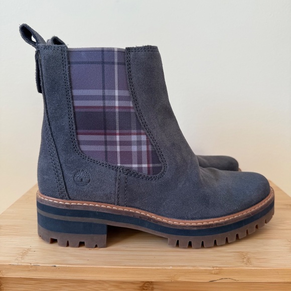 Timberland Gray Suede Chelsea Boots – Plaid Elastic - Picture 2 of 11
